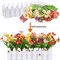 Artificial Flower Plants - Mixed Color Daisies in Picket Fence Pot for Indoor Office Wedding Home Decor, 2 Sets